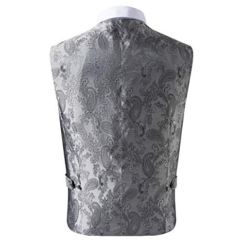 Classic Paisley Suit Vest for Men with Necktie Handkerchief Bow Tie2