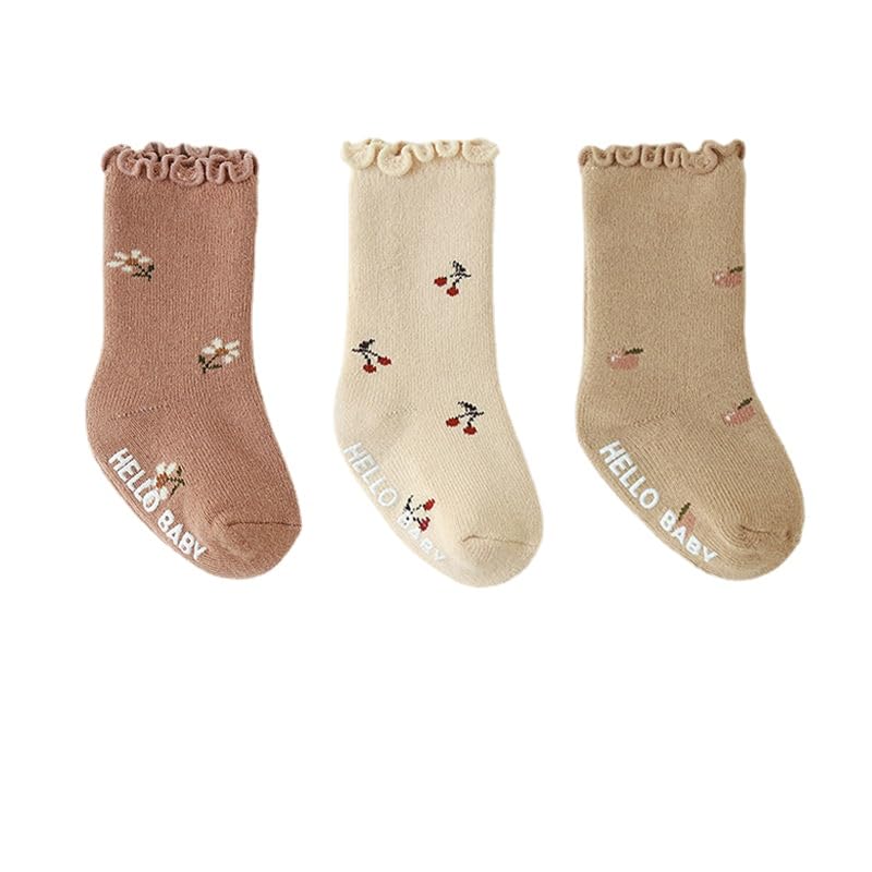 NeVka Fuzzy & Fluffy Toddler Socks Thickening Non-Slip Cozy Design For Extra Warmth and Comfort - 3 Pairs In Adorable Patterns - Ideal Winter Wear for Little Ones! (Mix4,Medium)