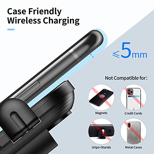 Nalwort Wireless Car Charger Auto Clamping with Air Vent and Dashboard Mount 15W Qi Fast Charge Wireless Car Charger Mount Compatible for iPhone 12/12 Pro Max/11, Samsung S20/S10/S9, Note 20 and More