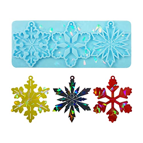 IUYQY Holografische Weihnachts-Harz-Formen, Schneeflocken-Anhänger, Silikonformen, Weihnachtsbäume, Ornament, Harzgussformen für DIY, Handwerk, Schlüsselanhänger, Schmuckherstellung Cover