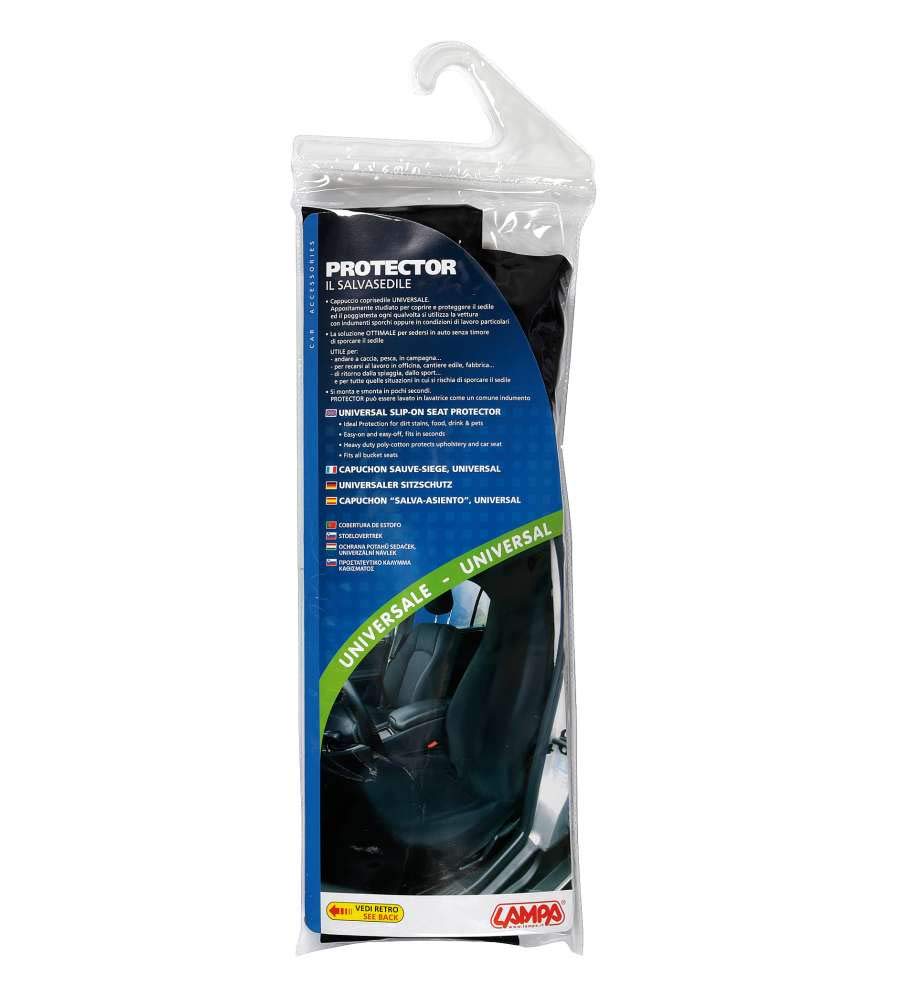 Coprisedile Protector Nero 53255 Singolo – Fodera Auto Universale In Poliestere, Lavabile, Antimacchia, Montaggio Rapido