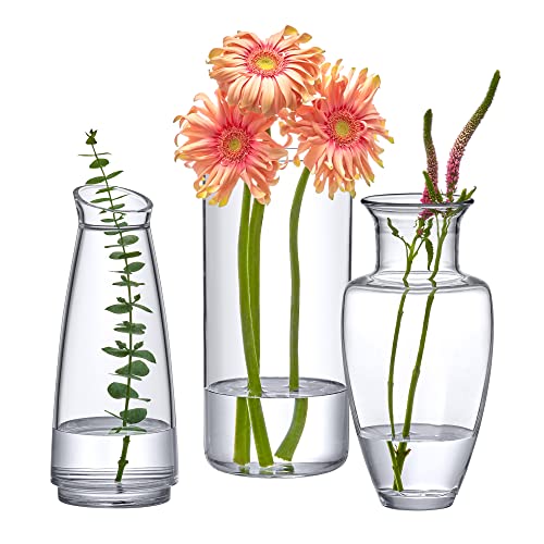 Amazing Abby - Vase Virginia - Acrylvasen (3-teiliges Set), Kunststoffvasen für Hochzeitstafelaufsätze, Heimdekorationen, Büroschmuck, bruchsicher und ultra-sicher Cover