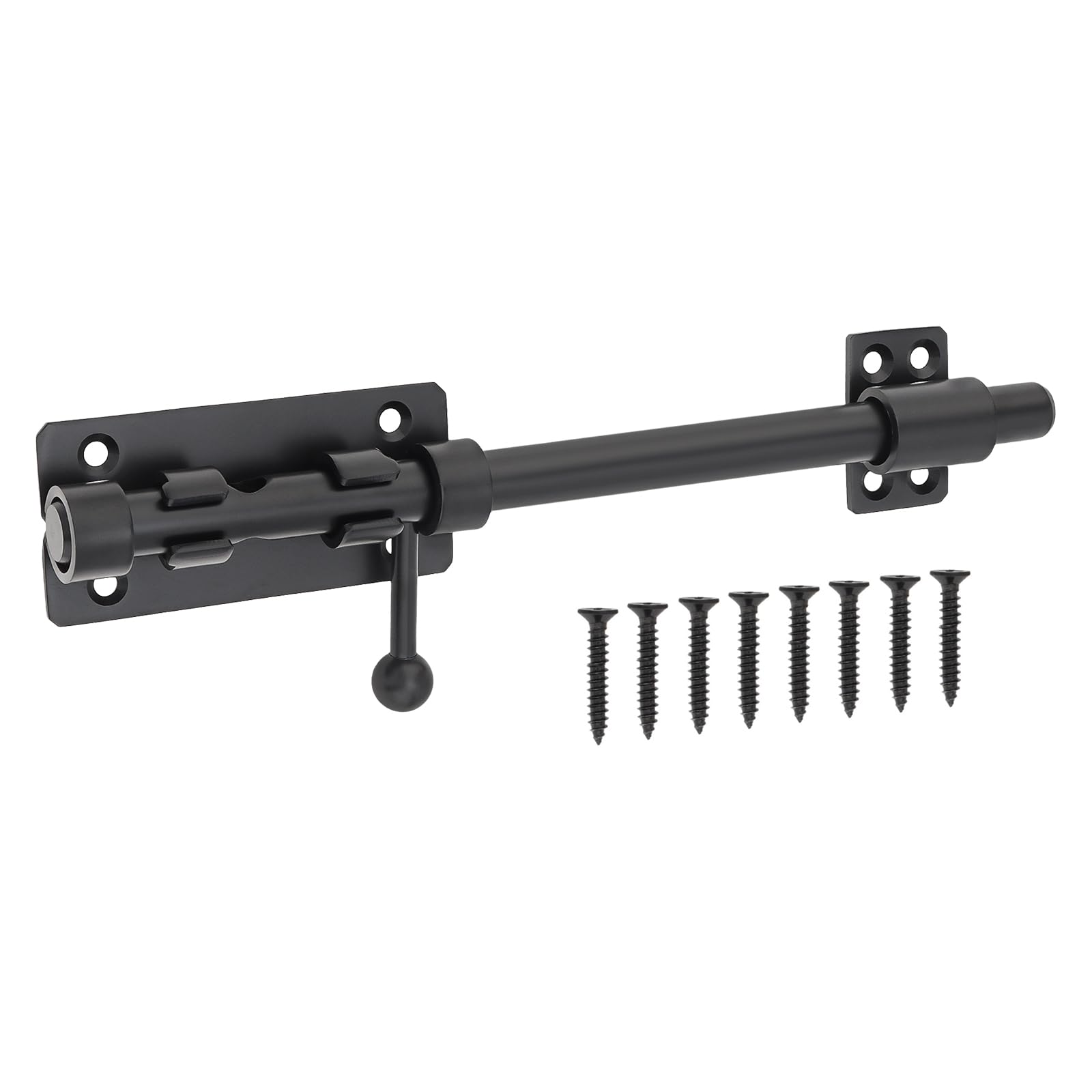 HOJLKLD Sliding Bolt Gate Latch, 10 Inch 304 Stainless Steel Barrel Bolt Latch with 10 mm Padlock Hole, 14 mm Bolt Heavy Duty Black Door Latch Lock โ image 1