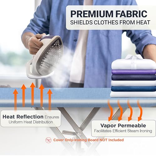 Image of Ironing Board Cover and Pad 18 inchx54 inch Extra Thick Natural Cotton, Scorch and Stain Resistant Iron Board Cover, Extra Large Iron Board Cover with Fasteners Heavy Duty Heatproof Elastic Edge Blue