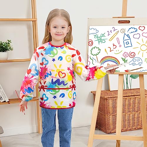 Wernnsai Kids' Art Smock - Waterproof Toddler Doodle Painting Apron with 3 Pockets, Doodle A001 - Image 4
