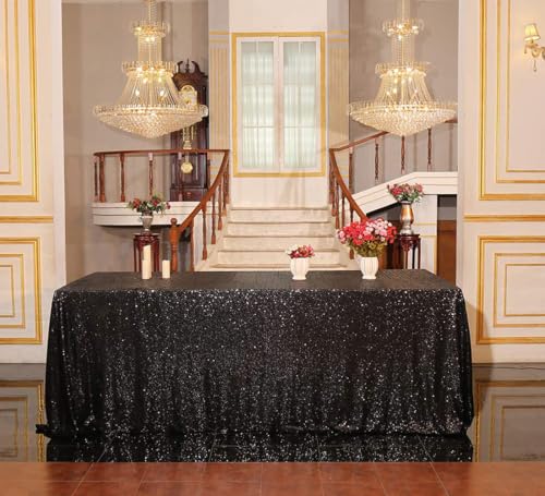 Juya Delight 90" x 132" Black Sequin Rectangle Tablecloth for Wedding Birthday Party Festival Ceremony Cake Dessert Table by Juya Delight - Used condition - Image 2