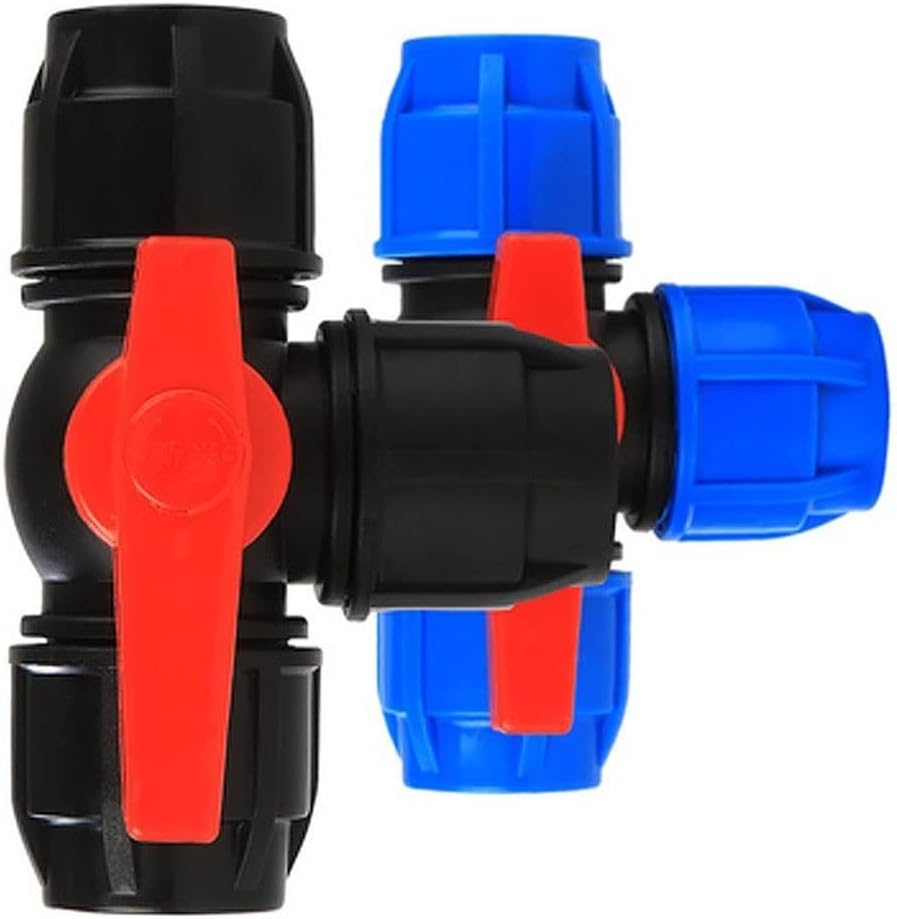 lever ball valves,ball valve,1PCS Ball Valve,1/2" 3/4" 1" 2" Three-Way Plastic Ball Valve,T-Type PE Quick Connect Pipe Quick Connector 20/25/32/40/50/63mm (Color:Blue,Size:25mm) (Color : B ( Color : 6