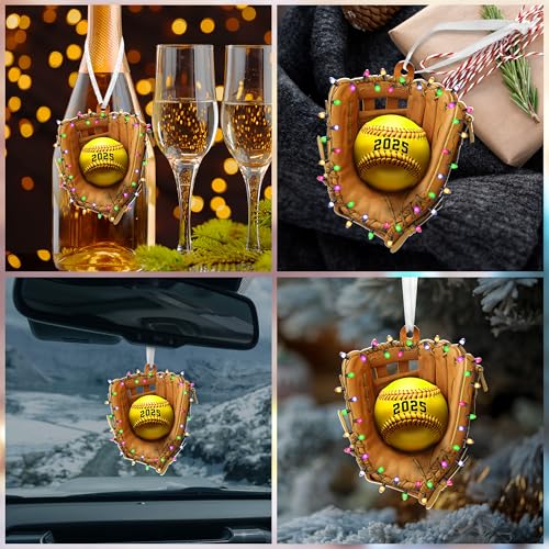 FLAGWIX Christmas Softball Gifts for Girls 8-12, Softball Ornament - 2D Flat (Not 3D) Acrylic Ornaments 2025 for Christmas Tree Decorations - Gifts for Sporty Girls Coach, Sports Ornament Decor by FLAGWIX - Image 7