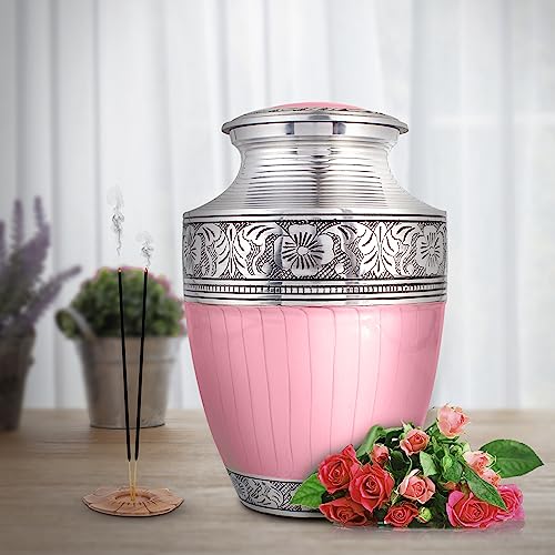 Memorials Cremation Urns For Adult - Adult Funeral Urn Handcrafted - Handcrafted Cremation Urn, Large Burial Urns For Ashes Adult - Large Handcrafted Funeral Memorial - Pastel Silver #TOP5