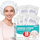 Tolnetr Shampoo Caps No Water Rinse Microwavable | Waterless Rinse Free Shampoo Cap Hair Washing for Bedridden Patients, Elderly Care, Camping | PH Balanced, Portable, Easy to Use - 8 Pack