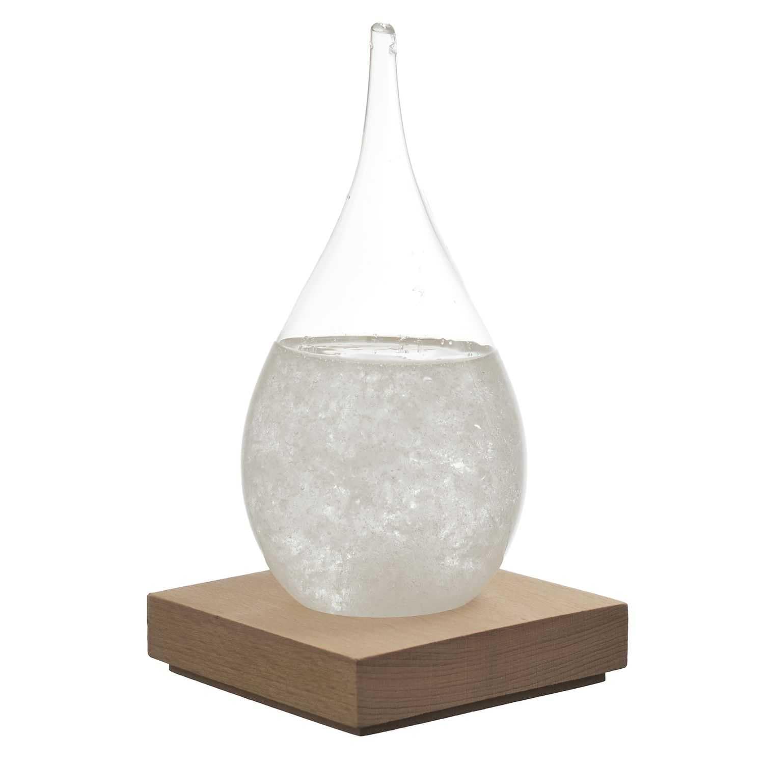 HOME DECO FACTORY, HD0384, Tempest Glass H17 cm - Elegancki i funkcjonalny przedmiot dekoracyjny, oryginalny barometr z kryształkami, drewniana podstawa