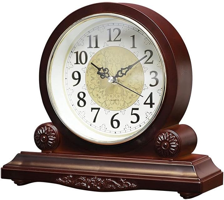 Wooden Mantel Clocks for Living Room Decor with Silent Movement Battery Operated Table Clock for Fireplace Office Desk & Home,
