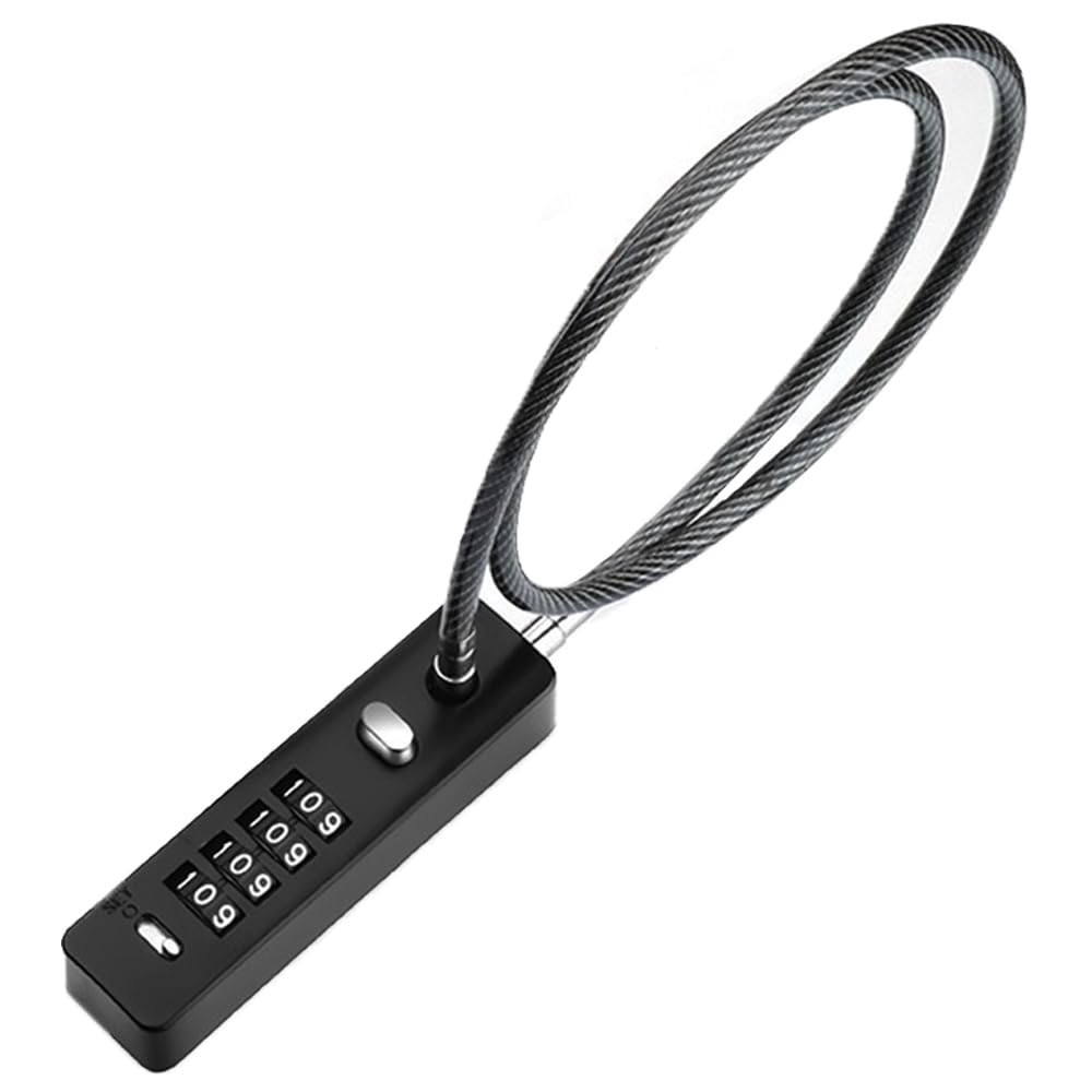 Combination Lock 4-Digit Steel Cable Small Padlock for Luggage Suitable for Cabinet Lockers Fence Toolbox Gate Pet Doors Refrigerator Doors Helmet, Black