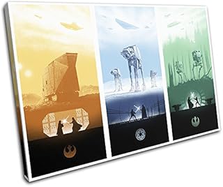 Bold Bloc Design - Star Wars Trilogy Posters Movie Greats 45x30cm SINGLE Canvas Art Print Box Framed Picture Wall Hanging - Hand Made In The UK - Framed And Ready To Hang