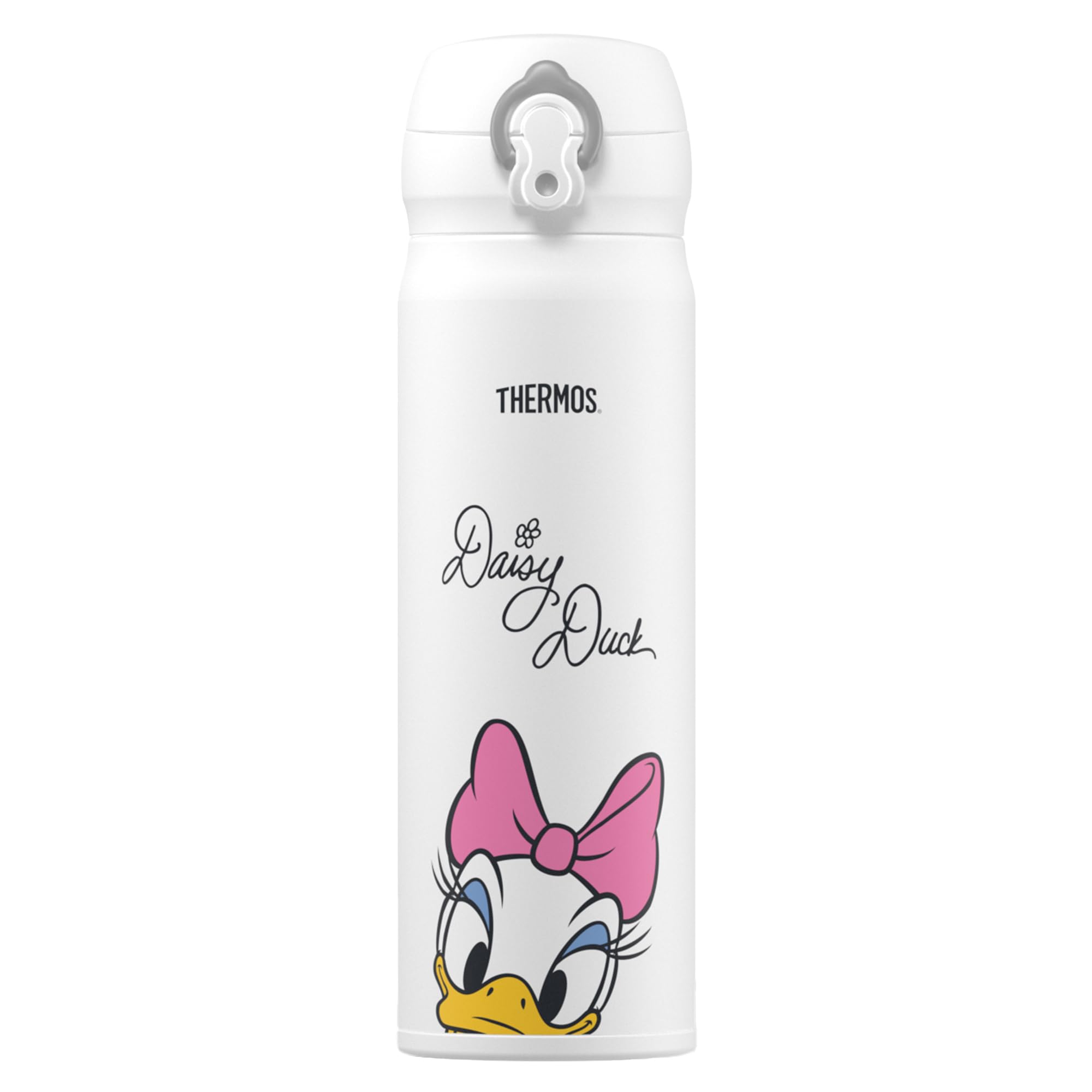 Thermos Daisy Duck - Disney Daisy Signature Direct Drink Flask (470Ml) Reusable Insulated Stainless Steel Thermal Coffee Cup For Hot Or Cold Drinks, Vacuum Sealed Water Flask, Leak-Proof Lid, 10Hr Hot/24Hr Cold