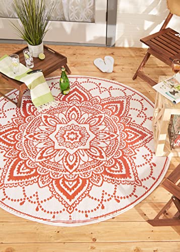 Tapete reversible exterior redondo 5 pies Spice Boho miniatura 2