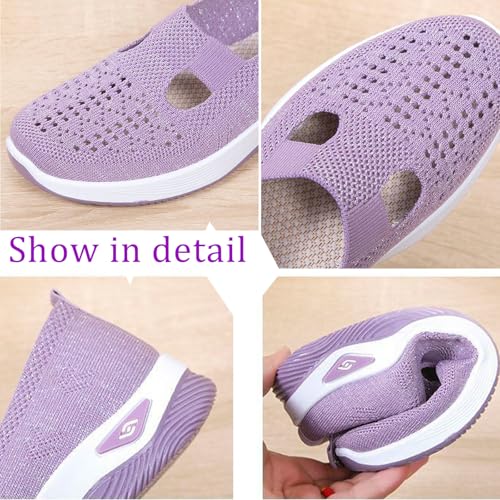 Women's Orthopedic Shoes Walking Shoes Lightweight and Loose fit Shoes Woven Breathable Soft Soled Wide Bulky Dark Gray 404