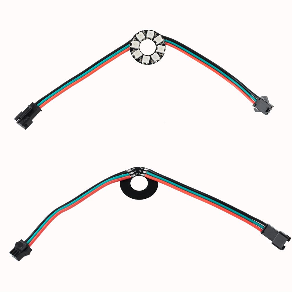 8 bit WS2812 RGB LED anello con cavo SM2.54-3P, 8 X WS2812B 5050 LED a colori con driver integrati indirizzabili individualmente DC5V per Arduino Raspberry Pi ESP32 Nodemcu (confezione da 4