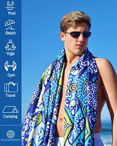 Eccosophy Beach Towel - Geometric Bundle Collection Includes 2 Sand Free Quick Dry Microfiber Beach Towels. #TOP1