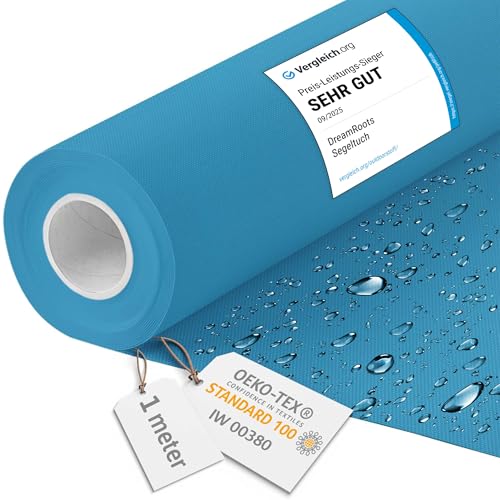 DreamRoots Tissu imperméable extérieur au metre 160 cm Largeur - Toile exterieure impermeable 100% de polyester 600D 220g/m - Tissus au metre ameublement...