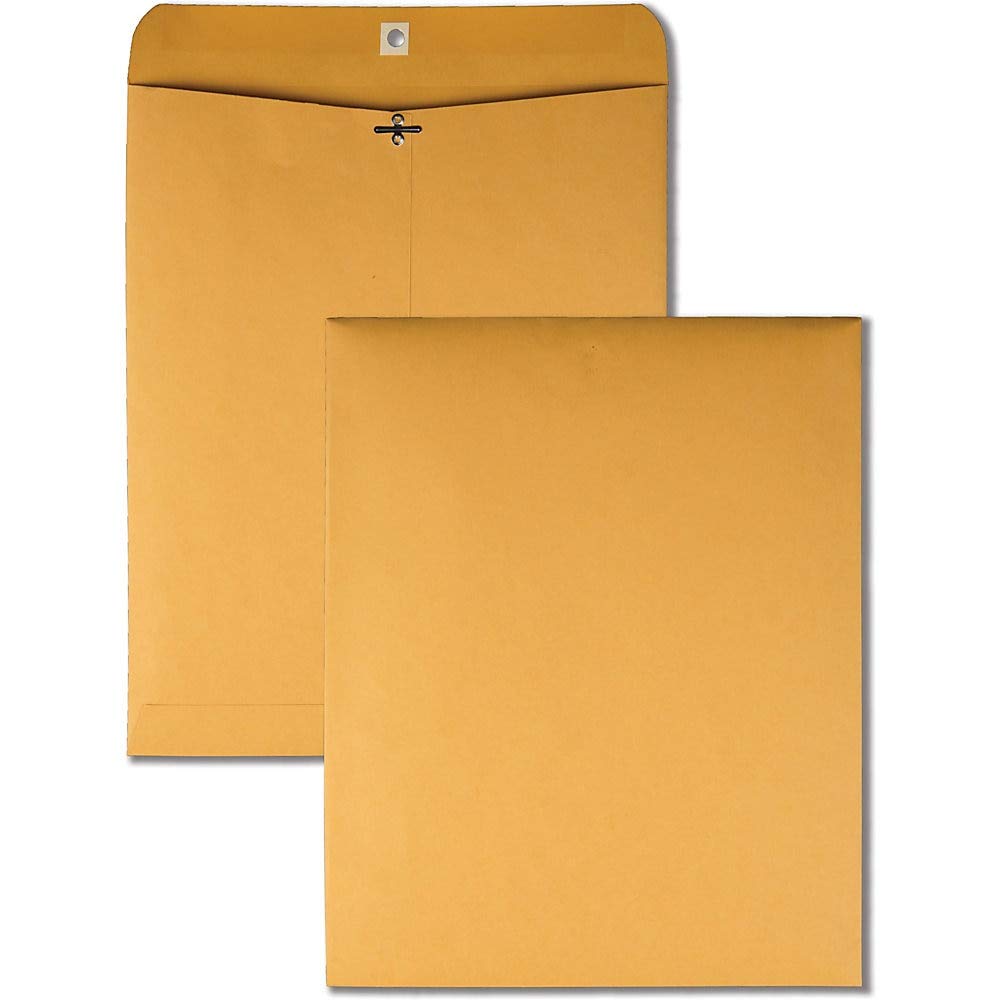 Quality Park 11-1/2" x 14-1/2" Clasp Envelopes, Brown Kraft, Gummed Flap, Heavy 32lb, 100/Box (QUA37805)