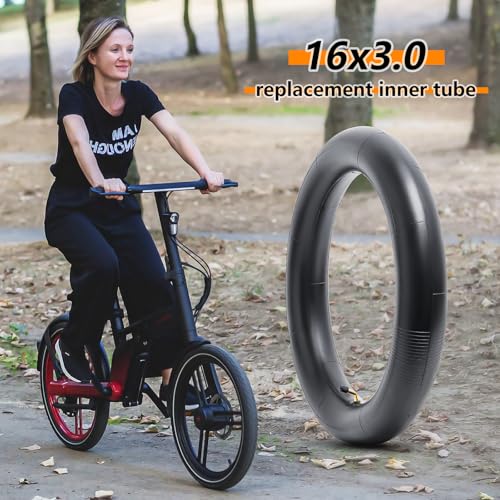 Image of 16x3.0 Replacemen Inner Tube, 16 x 3.0 Bike Tube with Bent Valve Stem Compatible with 16x3.0 16x3.25 16x3.5 E-Bikes Electric Scooters Mopeds Chopper Bikes and Folding Bikes 2Pcs