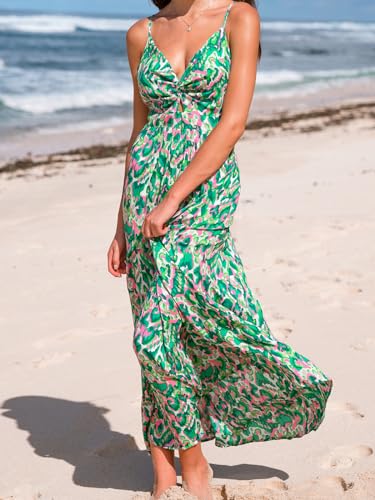 Image of CUPSHE Women's Maxi Dress Floral Print Twisted V Neck Sleeveless Long Dress Summer Casual Dress