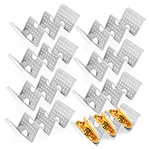 PRETYZOOM 8 Pcs Tacos Holder Plates Mexico Style Taco Racks Stainless Steel Restaurant
