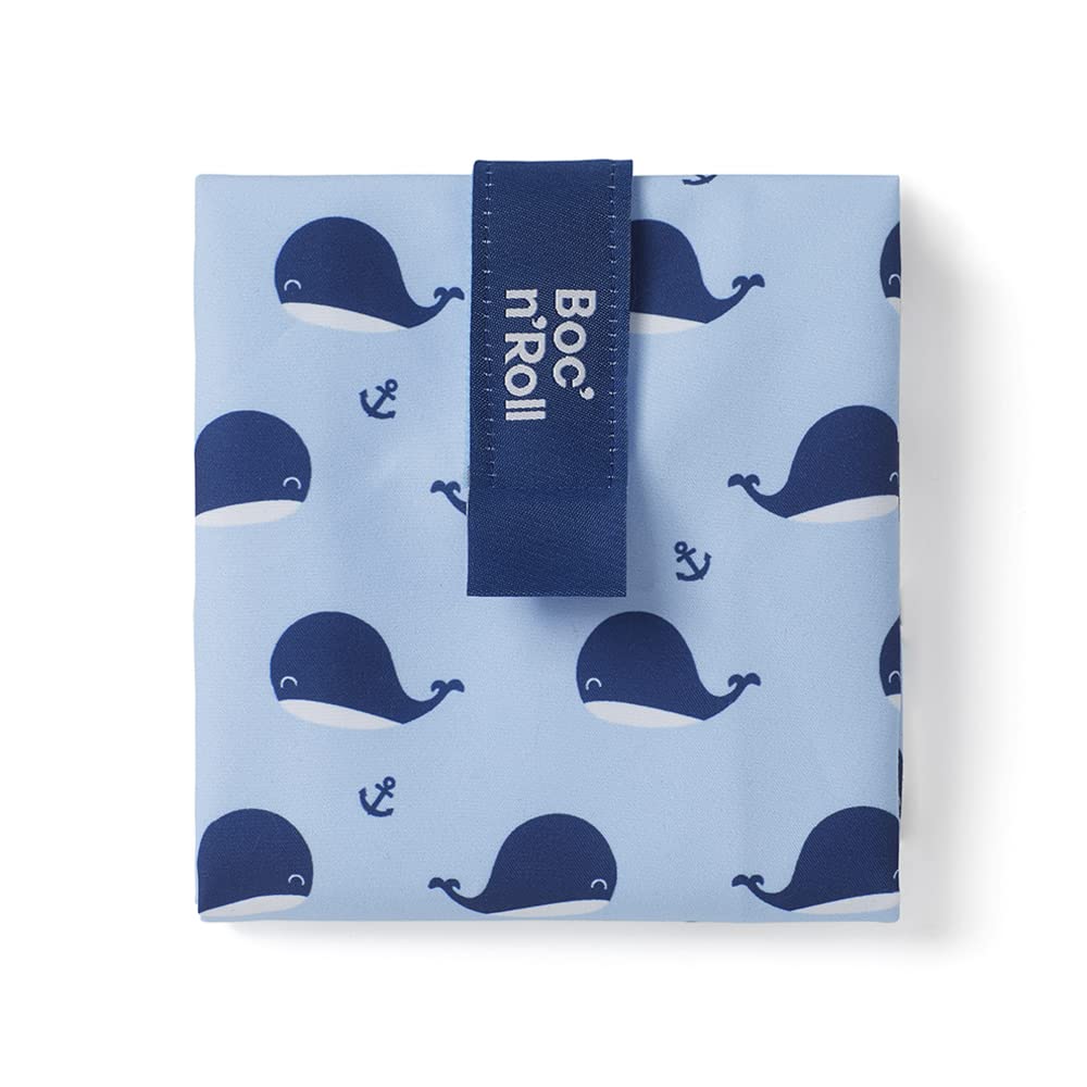 ROLL'EAT ® Boc'n'Roll Animals | Reusable Sandwich Bag | Sandwich Container | Eco Friendly Food Bag | Reusable and Washable Sandwich Wrap | Whale Design