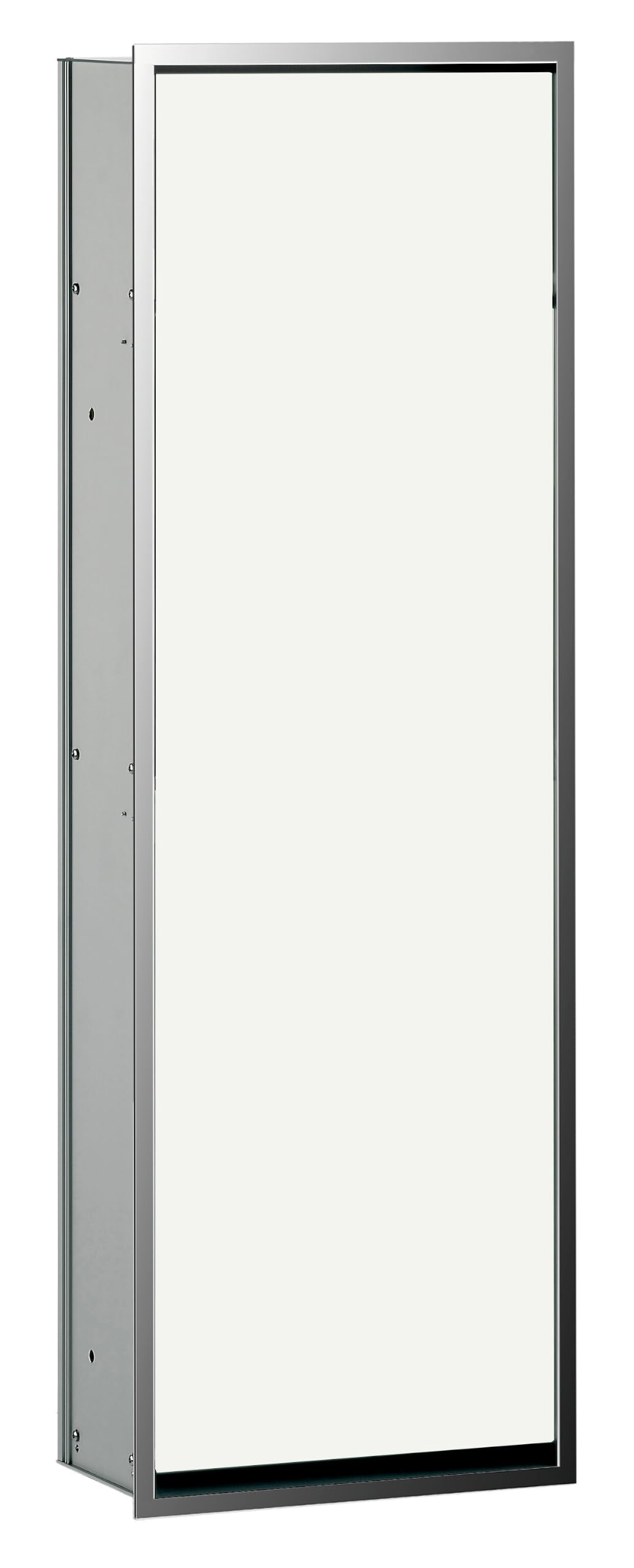 Emco ASIS 300 Badezimmerschrank Einbauschrank Unterputz aus Aluminium und Glas mit Stauraum Weiß Chrom 96,4 cm Unterputz Türanschlag wechselbar