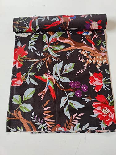 Image of Floral Printed Cotton Fabric Cloth Hand Block Print Fabric Women Material Running Jaipuri Hand Block Printed Women Dress Material Kurtis Natural 44 inch Inches Width 2.5 Meter (Pattern 33)