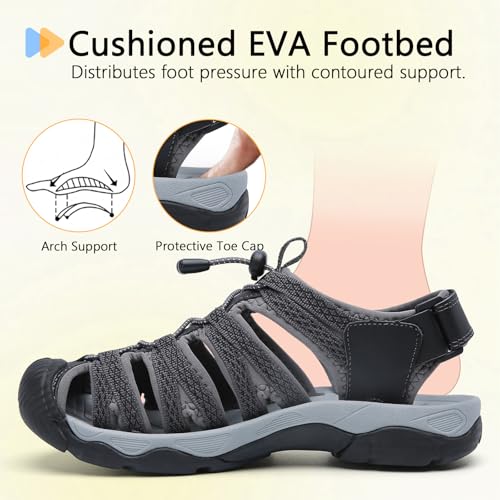 ziitop Womens Hiking Sandals Closed Toe Summer Outdoor Adventurous Beach Sandals Lace Adjustable Double Buckle Water Shoes3