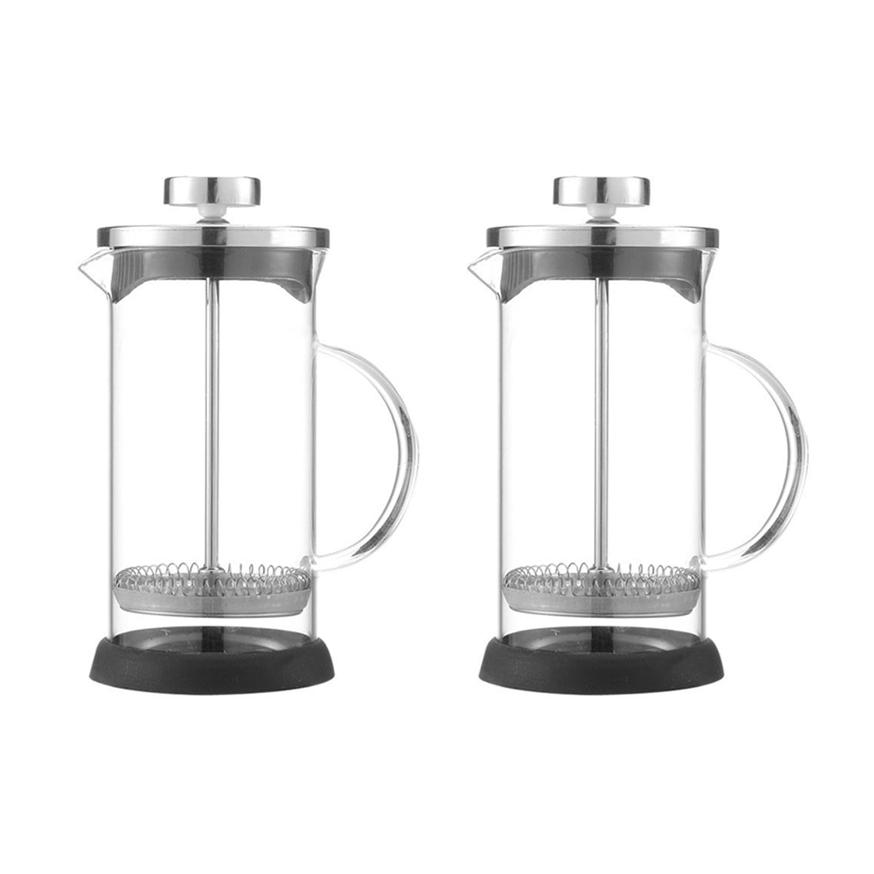 Hndhbfgrt 2X French Press Coffee Pots Stainless Steel Glass Coffee Maker Multifunctional Hand Punch Pot Coffee Accessories 350ml