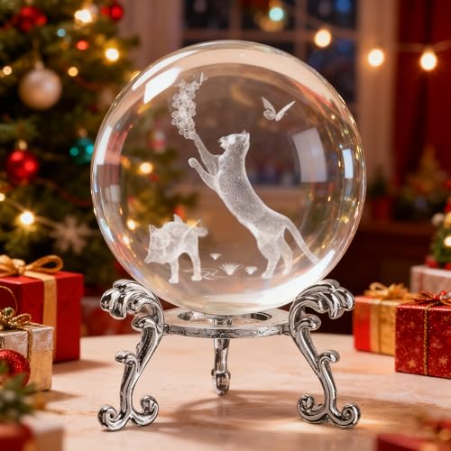 ZEERSHEE Kristallkugel mit Ständer, 60 mm, lasergravierte...