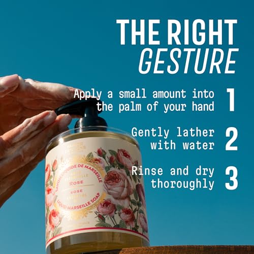 Image of Panier des Sens Rose Liquid Hand Soap, 16.9 fl oz | Premium French Liquid Hand Soap | Savon de Marseille Soap | 97% Natural Ingredients | Gentle Daily Cleansing