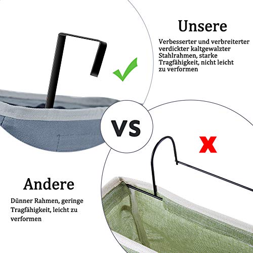 Whchiy Betttasche Bett Organizer Hängetasche Mit 4 Haken Hochbett Aufbewahrungstasche für Buch, Magazin, Spielzeug, Handy, Kopfhörer (Grau) - Image 5