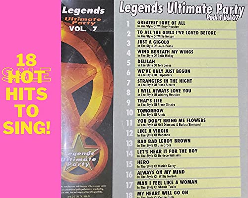 Legends Ultimate Party Karaoke CDG CD+G Pack 1 Volume 7 In the Style of Willie Nelson Whitney Houston Frank Sinatra Annie Madonna Mariah Carey Celine Dion Neil Diamond Jim Croce Tom Jones