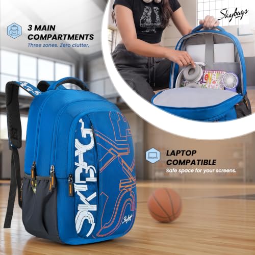 Image of Skybags Brat Pro Max 15.6 Inch Compatible Unisex 35L Laptop Backpack | Premium Durable Fabric| 3 Compartments | Padded Backpanel | Office & Casual Travel Backpack for Men & Women