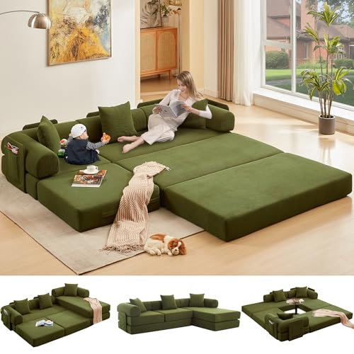 107" Oversized L-Shaped Cloud Sofa Foldable Convertible