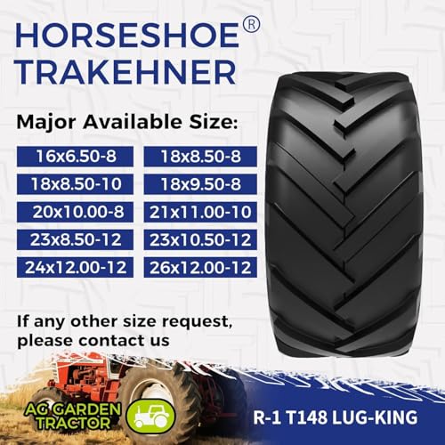 Image of HORSESHOE TRAKEHNER Super Lug-King 2 New Ditch Witch Trencher AG Farm Lawn Tractor Tires Color-Sidewall Heavy Duty (23x8.50-12 6Ply)