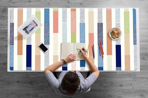 Tapete de Escritura 120x60 cm Multifuncional Fácil de Limpiar PVC Vinilo Impermeable Resistente al Agua Antideslizante Protección Antisuciedad Para Oficina o Hogar - Rayas de colores