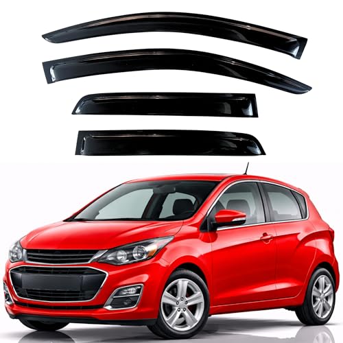 Image of KPY Rain Guards Fit for 2016-2022 Chevrolet Spark, Out-Channel Window Visors Vent Wind Deflectors 4PC, Car Accessories for 16-22 Chevy Spark