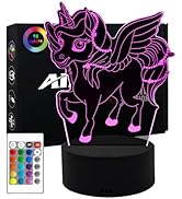 AIRUEEK Einhorn Nachtlicht,Einhorn Geschenke Für Mädchen Touch-Fernbedienung 16 Farben Dimmbar Fa...