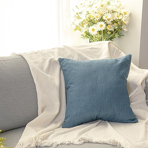 GREATOYAR Cojin de Imitación de Lino, Cojín con Relleno, Antiácaros e Hipoalergénica, para Sofá y Cama, Decoración del Hogar con Cremallera Invisible, 1 Unidad, 45x45cm, Color Azul