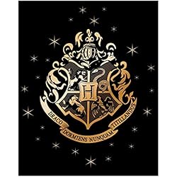 Cubrecama Harry Potter SaoTi Manta Coralina Harry Potter 120 x 150 CM, Escudo, Personajes, Diferentes Modelos y Colores (Escudo Fondo Negro)