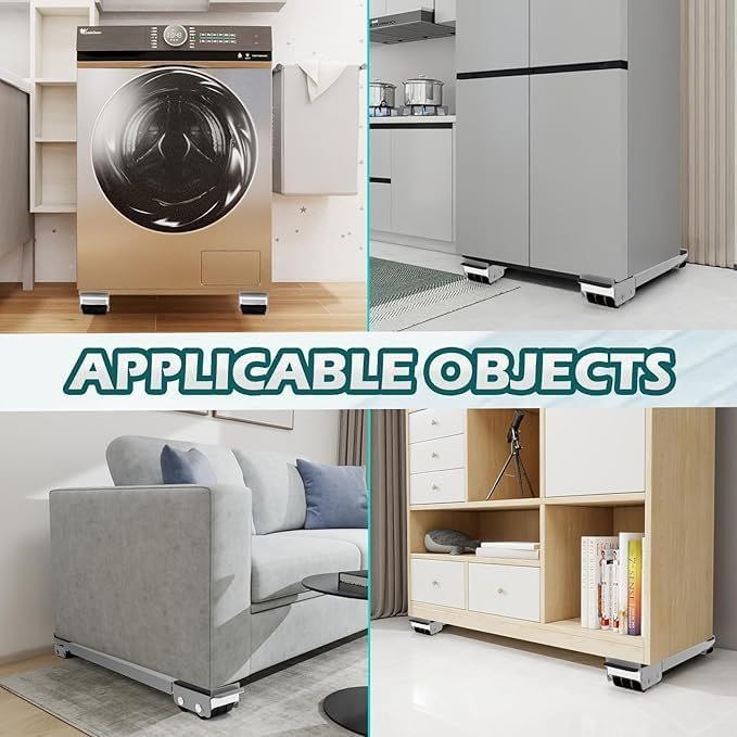 Image of Furniture Washing Machine Dolly, Extendable Appliance Rollers Refrigerator Heavy Duty, Washing Machine Stand Wheels Fridge Appliance Dolly Movers Mobile Washer and Dryer Moving Base