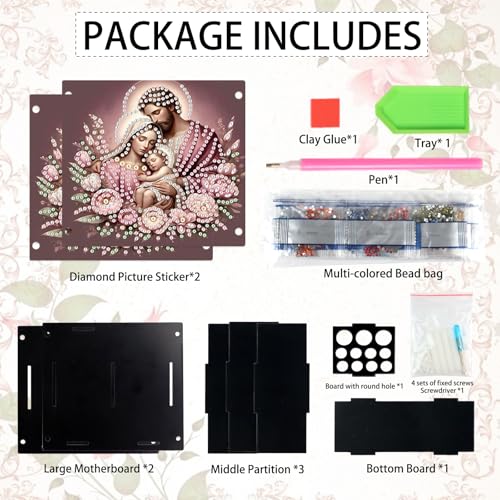 Image of DIY 5D Diamond Painting Pen Holder, Religious Family Acrylic Pencil Organizer for Christian Faith Decor, Decorative Diamond Art Desk Storage for Home and Office Supplies