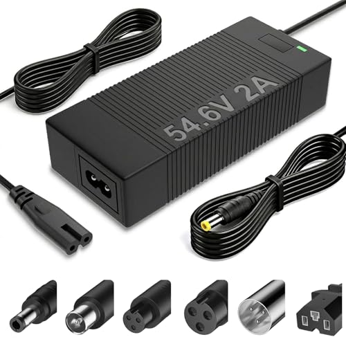 QKIIP 54.6V 2A Ebike Charger for 48V Lithium Battery, Universal Electric Bike Scooter Charger with 7 Plugs, Compatible with Ecotric City/Beach, Lectric XP 2.0/3.0, Evercross H5/H7
