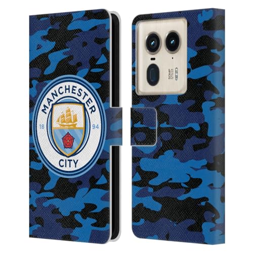 Head Case Designs Officially Licensed Manchester City Man City FC Dark Blue Moon Badge Camou Leather Book Wallet Case Cover Compatible with Motorola Edge 50 Ultra/X50 Ultra