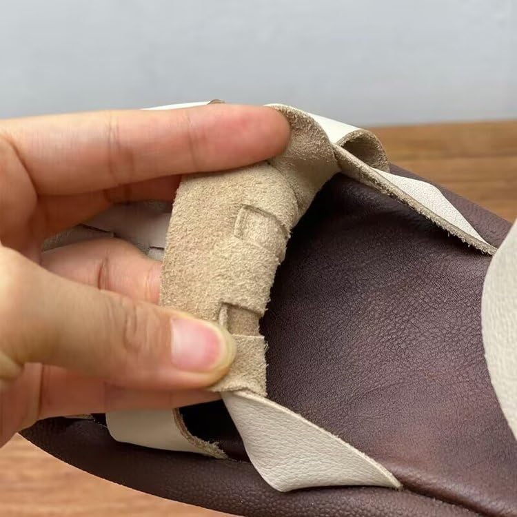 VOODUE Women Orthopedic Sandals Orthopedic Sandals for Women Flat Sandals Retro Nostalgic Leather Woven Women Shoes Breathable in Summer (Color : Creamy-White, Size : 38 EU)3